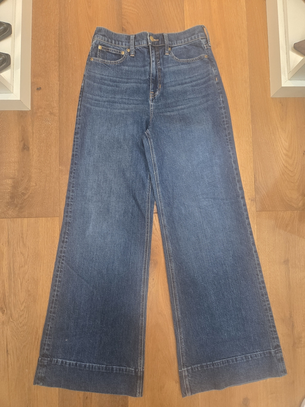 J. Crew Dark Blue High-Rise Wide-Leg Jeans